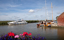 Boating on the broads at Stokesby Norfolk